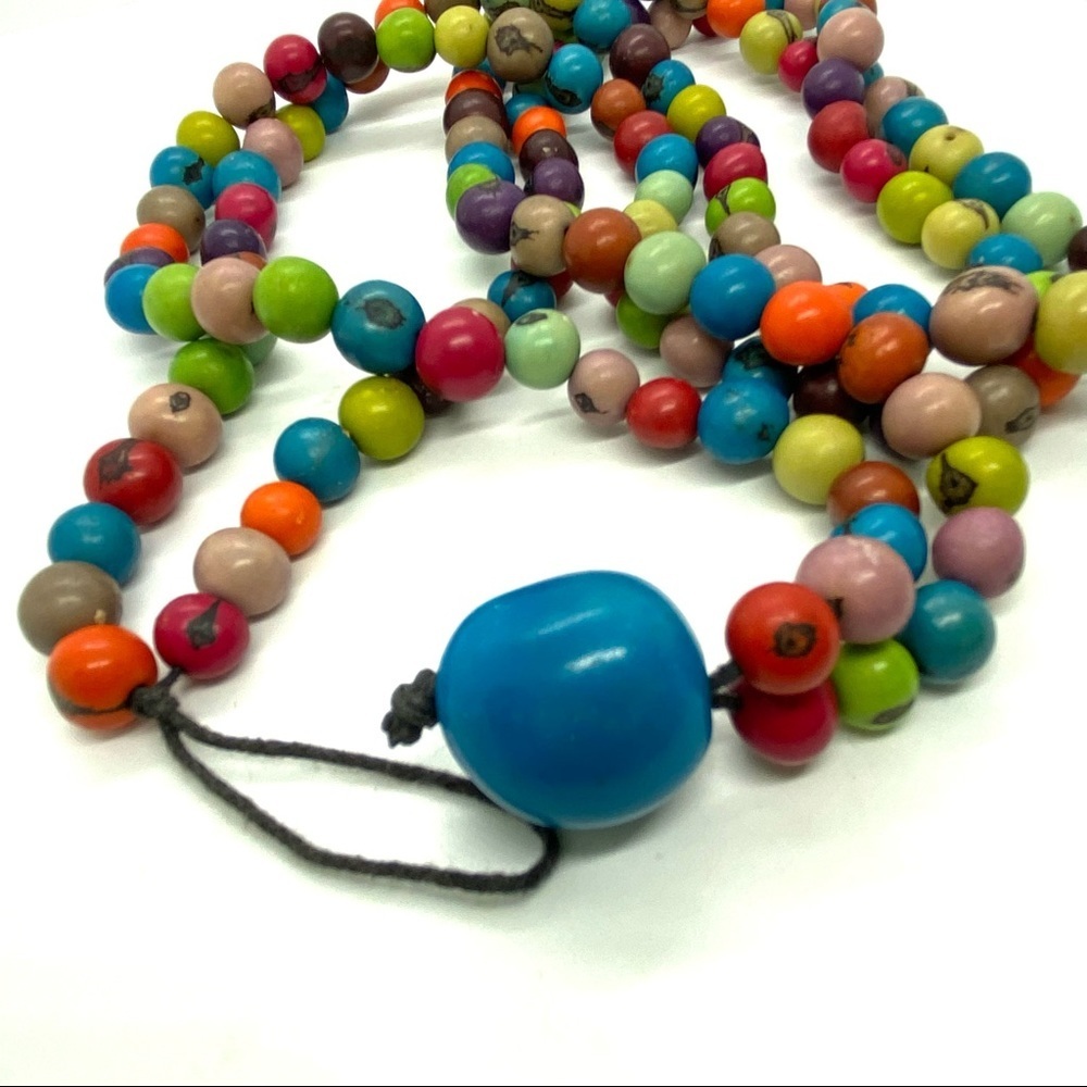 Artisan Made Açaí Beads Dyed Multicolored Natural Necklace
